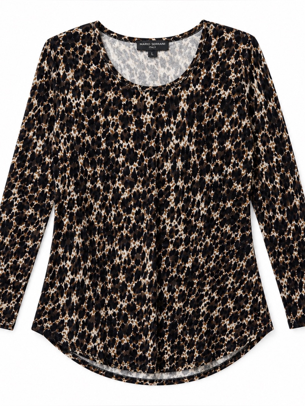 Mario Serrani Italy Leopard Print Long Sleeve Top Size Large